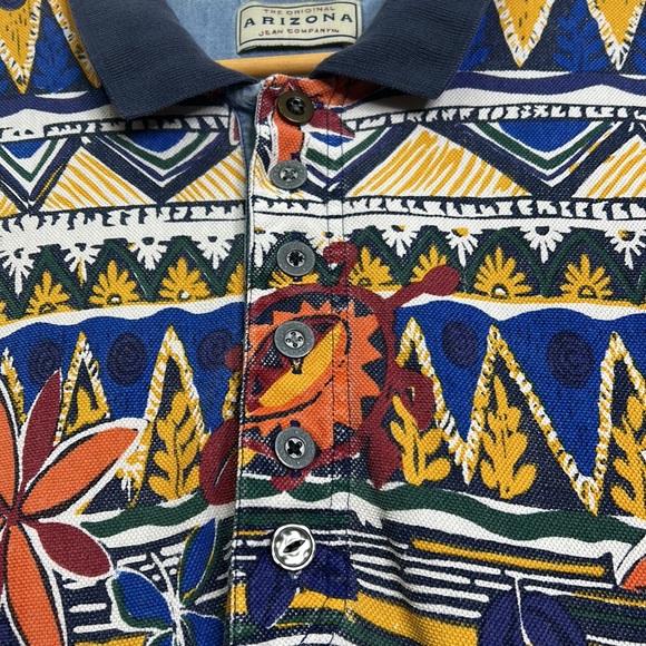Arizona Jean Company vintage art floral colorful polo shirt - Picture 3 of 5